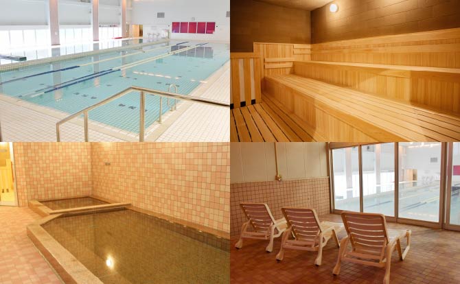 プールも！お⾵呂も！サウナまで！